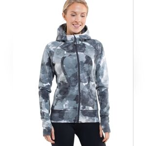 Lululemon Scubba Hoodie in White Coal Tinted Canvas Workout Athleasure Loungwear